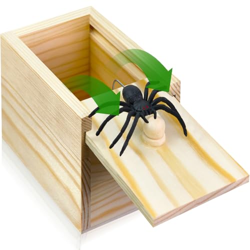 PARNIXS Surprise Spider Prank Box,Handcrafted Spider in a Box Stocking Stuffers,New Year's Surprise Toy and Gag Gift Practical Joke for Adults Men Women Birthday