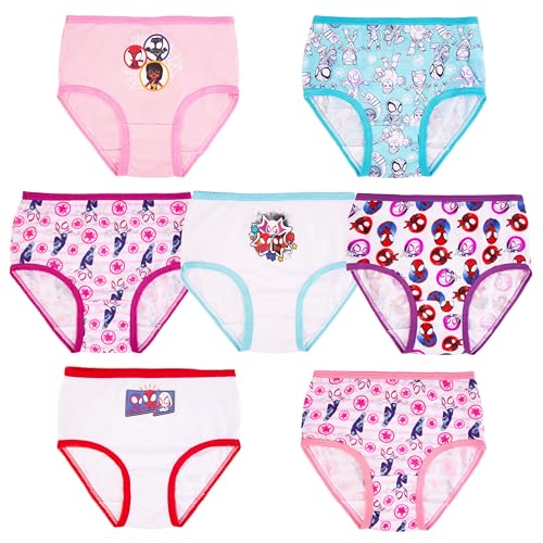 Marvel girls Spiderman and Ghost Spider Exclusive Toddler 7-pack of 100% Combed Cotton Panties in Sizes 2/3t, 4t & 5t