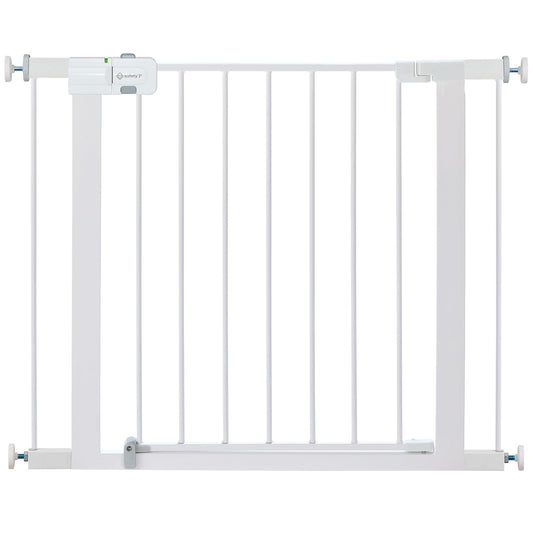 White metal baby gate on a white background
