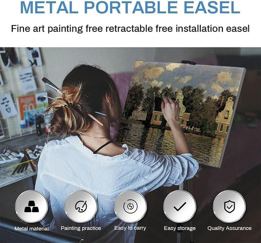 Art Easel Stand for Painting and Sign - RRFTOK Aluminum 66 Inch Metal Tripod Adjustable Portable Easels for Display - Canvas Stand for Table Top Floor Drawing for Artists Adult Holder or Teen