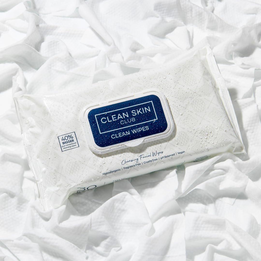 Clean Skin Club XL Premium Face Wipes, Extra Moist Makeup Removing Towelettes, Facial Cleansing Cloth, Fragrance Free, No Alcohol or Chemicals, (30 Ct, 1 Pack)