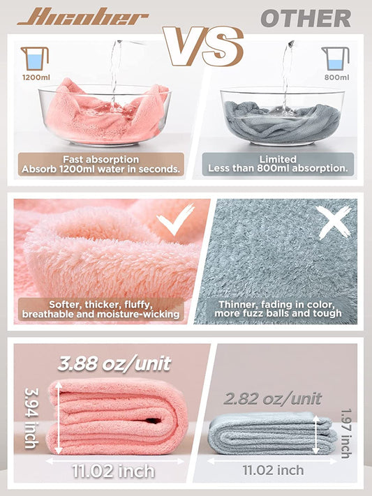 Hicober Microfiber Hair Towels, 3-Pack Drying Wraps for Curly Hair - Cart Shape