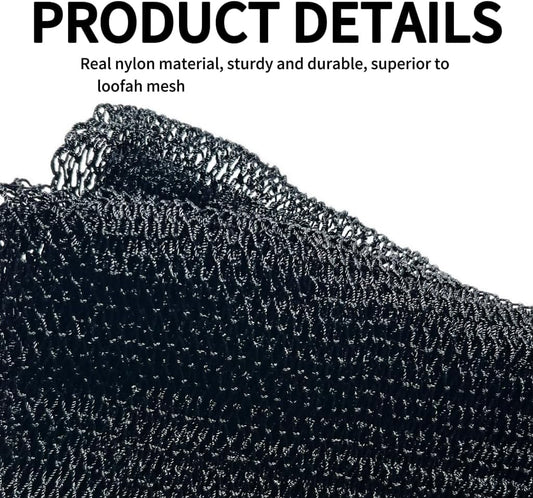 African Net Sponge Authentic, African Exfoliating Sponge Real African Net Black Owned, African Bath Sponge Back Scrubber, Body Exfoliator Shower Bath Accessories (Black)