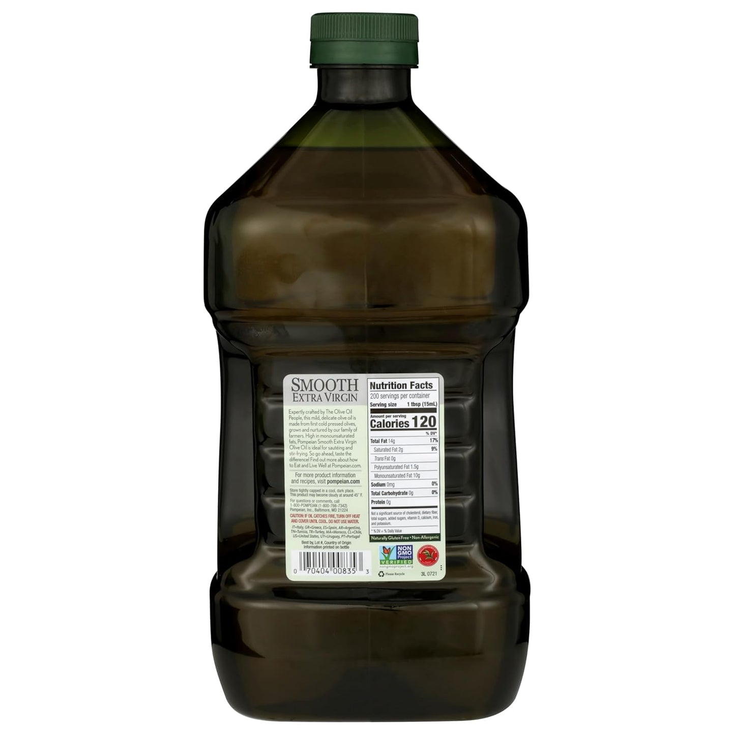 Pompeian Smooth Extra Virgin Olive Oil, Contains Polyphenols, First Cold Pressed, 101 Fl Oz