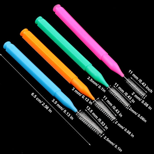 Patelai 100 Pieces Braces Brush for Cleaner Interdental Brush Toothpick Dental Tooth Flossing Head Oral Dental Hygiene Flosser Toothpick Cleaners Tooth Tool(Bright Colors,Multiple Sizes)