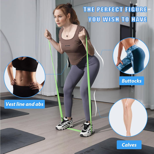 Resistance Bands for Working Out, Physical Therapy Bands, Latex Free Elastic and Exercise Bands Set for Stretching, Suitable for Rehab, Yoga, Pilates, Gym, Home Exercise