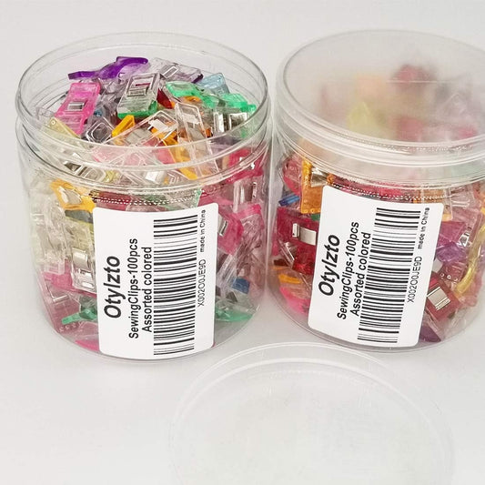 Sewing Clips, 100 Pcs with Plastic Box, Premium Quilting Clips for Supplies Crafting Tools, Assorted Colors Plastic Clips for Crafts,Sew Clip,Sew Clips,Sewing Notions