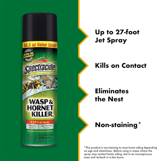 Spectracide Wasp & Hornet Killer Aerosol Kills Wasps, Hornets And Yellow Jackets On Contact & Eliminates The Nest, 12 Pack
