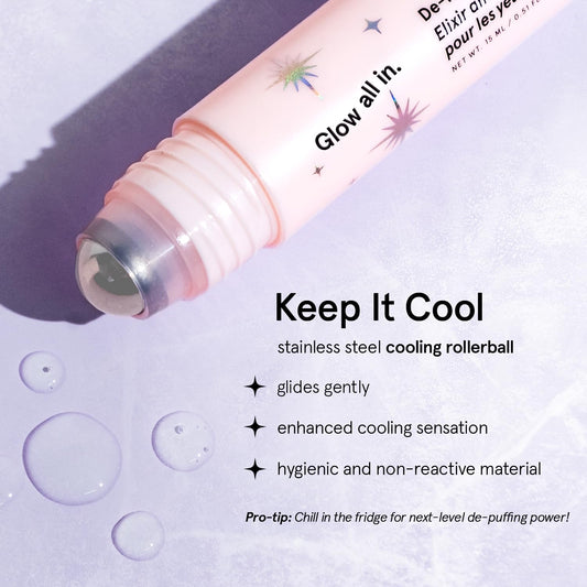 grace & stella Under Eye Brightener Roller - Airplane Travel Essentials - Travel Size Toiletries - Retinol & Caffeine Eye Serum for Puffiness, Dark Circles, Wrinkles - Vegan Skincare (15ml / 0.51floz)