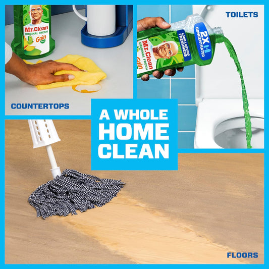 Mr. Clean All Purpose Cleaner, Floor Cleaner for Mopping Home, Bathroom, & Kitchen, Cleaning Liquid for Mop & Bucket, Cleaning Supplies, Multi-Surface Dilutable, Gain, 41oz