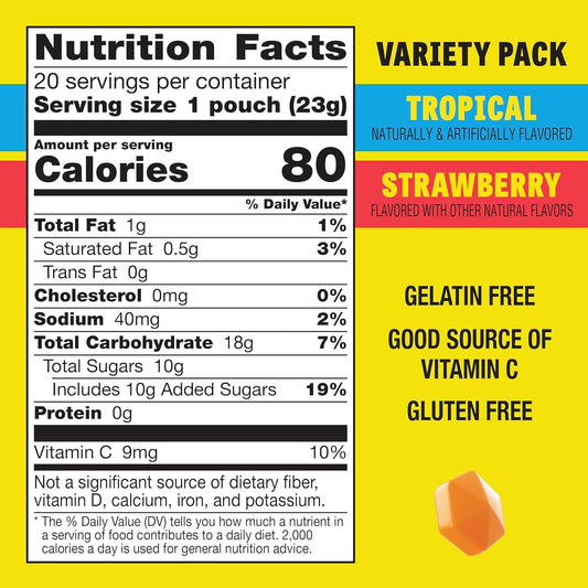 Gushers Fruit Flavored Snacks, Valentine's Day, Tropical and Strawberry, Variety Pack, 20 Ct, 16 oz