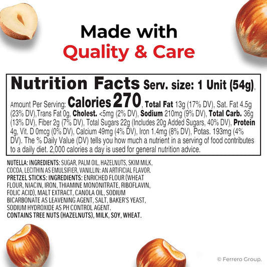Nutella & GO! Chocolate Hazelnut Spread with Cocoa + Pretzel Sticks, 12 Snack Packs, 1.9 oz Each
