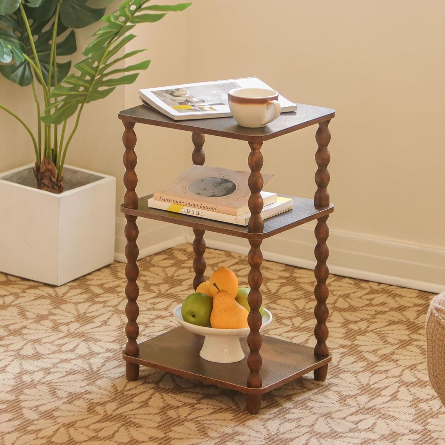 Side Table, Small End Table with Storage Shelf, Modern Bedside Table Night Stand for Living Room, Bedroom, Office and Small Spaces (Rustic Brown)