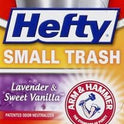 Hefty Small Garbage Bags, Flap Tie, Lavender & Sweet Vanilla Scent, 4 Gallon, 26 Count