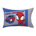 NoJo Marvel Spiderman Spidey and his Amazing Friends Spidey Time Red, Blue, and Grey 4 Piece Toddler Bed Set - Comforter, Fitted Bottom Sheet, Flat Top Sheet, and Reversible Pillowcase