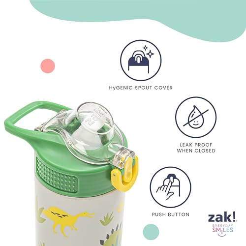 Zak Designs Marvel Spider-Man Sage Kids Water Bottle For School or Travel, 14oz Stainless Steel Water Bottle With Straw, Handle, and Leak-Proof, Pop-Up Spout Cover (Spidey and His Amazing Friends)