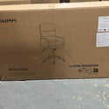 IWMH High-Back Home Office Chair,Upholstered Desk Chair with Armrests,Height Adjustable Armchair with Wheels, Swivel Office Desk Chair, Ergonomic Computer Task Chair, Leisure Armchair Cashmere(White)