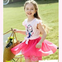 Disney Princess Frozen Elsa Minnie Mouse Stitch Toddler Girl Romper With Skirt Overlay Summer Jumpsuit with Bow 2-6 Years
