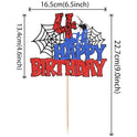 1 PCS Happy 4th Birthday Cake Topper Glitter Spider Web Cheers to 4 Years Four Birthday Cake Pick Superhero Spider Party Decorations for Boys Girls Happy 4th Birthday Party Cake Decorations Supplies