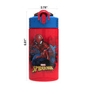 Zak Designs Marvel SpiderMan Kids Spout Cover and Built-in Carrying Loop Made of Plastic, Leak-Proof Water Bottle Design (16 oz, BPA-Free)
