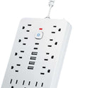 Surge Protector Power Strip,17-in-1, 11 AC Outlets with 4 USB & 2 Type-C Ports, 12-Inch Cord, White, This Compact Powerhouse Delivers Comprehensive Charging Solutions for All Your Devices.