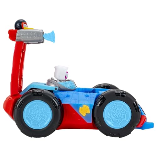 Jazwares Marvel Spidey and His Amazing Friends Team Spidey Flip and Reveal Cruiser - 11-Inch Double-Sided Vehicle with Lights, Sounds, and Web Blast Launchers