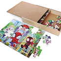 Disney Junior Marvel Spider-Man Spidey Amazing Friends - Set of 5 Wood Puzzles with Storage Box for Kids - Ages 4 and Up