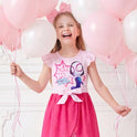 Disney Princess Frozen Elsa Minnie Mouse Stitch Toddler Girl Romper With Skirt Overlay Summer Jumpsuit with Bow 2-6 Years