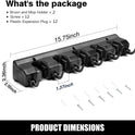 IMILLET 2 Pack Mop and Broom Holder, Wall Mounted Organizer Mop and Broom Storage Tool Rack with 5 Ball Slots and 6 Hooks (Black)