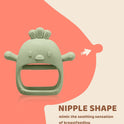 2 Packs Baby Teething Toy Silicone Teething Mitten for Babies Over 3 Months Anti Dropping Wrist Hand Teethers Baby Chew Toys for Sucking Needs, BPA Free (Green & Caramel)