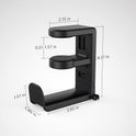 EURPMASK Rotating Headphone Stand - PC Gaming Headset Holder, Adjustable Clamp-on Under Desk Hanger With 360 Degree Swivel & Cable Clip Organizer - Black