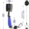 THIODOON 2 Pack Golf Club Brushes and Groove Cleaner 2 ft Retractable Zipline Carabiner Golf Brush Head with Retractable Spike Comfortable Grip Golf Club Cleaner