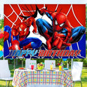Spider Birthday Party Decorations, 5x3ft Happy Birthday Back Drop Banner Theme Backdrop Banner for Spider Party Decorations Indoor Outdoor.