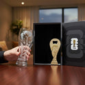 Official FIFA World Cup 2026 Edition - 17oz Pilsner Beer Glass & 6-Inch Trophy Bottle Opener Gift Set - 1 of Each - Perfect for Parties, Mancaves, Gamedays, Tailgates, BBQ’s - Collectors Drinkware Set