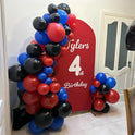 Red Blue Black Balloons, 12 Inch Royal Blue Red Confetti Latex Balloon with Black Helium Balloon Kit for Boys Spider Cool Man Halooween Theme Birthday Decor Graduation Party Decoration Supplies