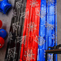 Bupelo Spider Web Birthday Decorations, 2 Pack Spider Party Supplies 3.3x6.6ft Tinsel Foil Fringe Curtains, Red Black, and Blue Photo Booth Prop Backdrop Streamer, Birthday Decor, Party Decor for Boys