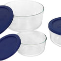 Pyrex Simply Store (3-Pack) Glass Food Storage Containers Set, (2, 4 & 7 Cup) Meal Prep Containers With BPA-Free Lids, Dishwasher & Microwave Safe