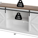 JUMMICO TV Stand for 65 Inch TV, Entertainment Center with Storage Cabinets and Sliding Barn Doors, Mid Century Modern Media TV Console Table for Living Room Bedroom (Bright White)