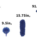 Cobweb Duster with Extension Pole, Washable Cleaning Duster Kit with 2 Duster Heads, Cobweb Duster, Corner Brush, Aluminum Telescoping Pole for Ceiling Fan (Blue)