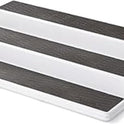 Copco 3-Tier Non-Skid Spice Rack Organizer for Kitchen Cabinet or Pantry, 15-Inch Tiered Shelf, White/Gray, Slip-Resistant Design for Jars and Bottles