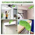 Cobweb Duster with Extension Pole, Washable Cleaning Duster Set with 2 Duster Heads, Corner Brush, 15-110-Inch Telescoping Pole for high Ceiling Fans, Long Duster for high Ceilings，Spider Web Brush