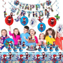 For Cartoon spidey themed birthday party supplies. These decorations include "Happy Birthday" banners, tableware, tablecloths, balloons, large and small skewers, and party-themed decoration sets.