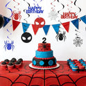 BEISHIDA Spider Birthday Hanging Swirl Decorations Pre-Strung Hero Theme Party Decorations Kids Spider Birthday Baby Shower Decor Supplies