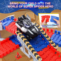 Spider Hero Monster Truck Toys for 3 4 5 6 7 8 9 Year Old Boys Girls: Race Track Set with 2 Spider Cars Electric Vehicle Kids Toys Gift for Boys Girls Age 3-9 Years Birthday Presents（212PCS）