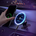MOKPR for Magsafe Car Mount Charger-15W Wireless Car Charger-Magnetic Car Phone Holder for Dash Air Vent-LED RGB HandsFree Car Mount Fast Car Charger for iPhone 14/13/12 Series