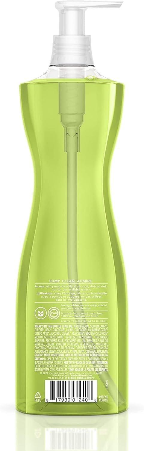 Method Dish Soap, Lime + Sea Salt, Biodegradable Formula, Tough on Grease, 18 Fl Oz (Pack of 1)