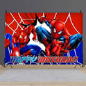 Spider Birthday Party Decorations, 5x3ft Happy Birthday Back Drop Banner Theme Backdrop Banner for Spider Party Decorations Indoor Outdoor.