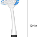 SetSail Dish Brush with Handle, 2 Pack Stiff Bristles Dish Scrubber with Built-in Scraper Dish Scrub Brushes for Cleaning Dishes, Pots and Pans, Kitchen Sink