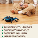 Terra by Battat – Remote Control Tarantula for Kids with LED Eyes – Realistic Spider Toy with Moving Legs, Fast Speed & 360° Spin – Blue RC Animal for Boys & Girls 6+ Years