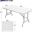 Folding Table 6ft Portable Heavy Duty Plastic Fold-in-Half Utility Foldable Table Plastic Dining Indoor Outdoor for Camping, Picnic and Party, White
